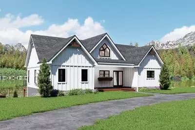 Modern Farmhouse House Plan with Two-Story Great Room and Wrap-Around Porch