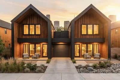 Modern Scandinavian Duplex House Plan with 8 Beds and Private Rooftop Decks