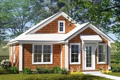 Craftsman Cottage House Plan with 1 Bedroom and Main Level Laundry