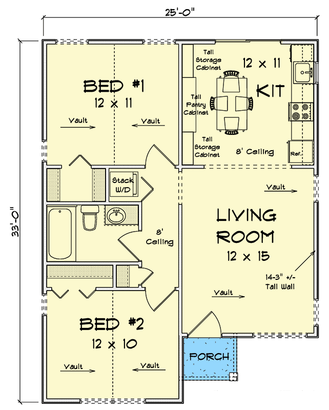 Plan 52504WM: Sleek Contemporary 2-Bedroom House Plan with Efficient 751 Sq Ft - Floor Plan - Main Level - Contemporary