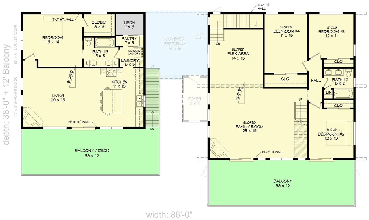Plan 680643VR: Contemporary Mountain House Plan with Attached Apartment, Loft, and Two-Story Great Room - Floor Plan - 2nd Floor - Contemporary, Mountain