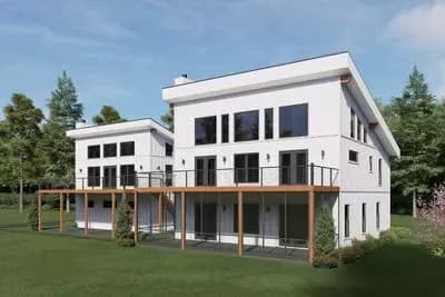 Contemporary Mountain House Plan with Attached Apartment, Loft, and Two-Story Great Room
