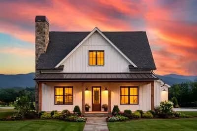 Modern Farmhouse House Plan: 3 Beds, Main-Level Master, Covered Porches