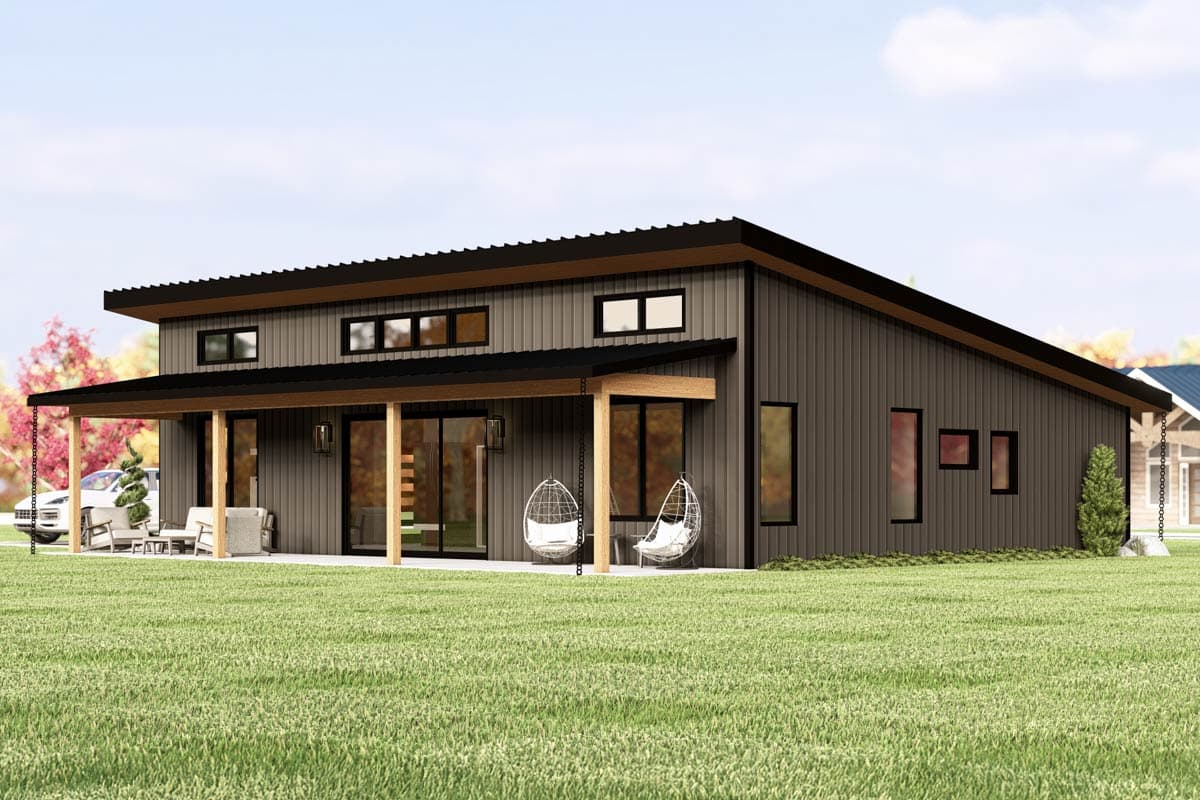 Plan 135403GRA: Contemporary Mountain House Plan with Expansive Covered Porch and Two-Story Great Room - Image #5 - Contemporary, Country, Modern Farmhouse, Mountain
