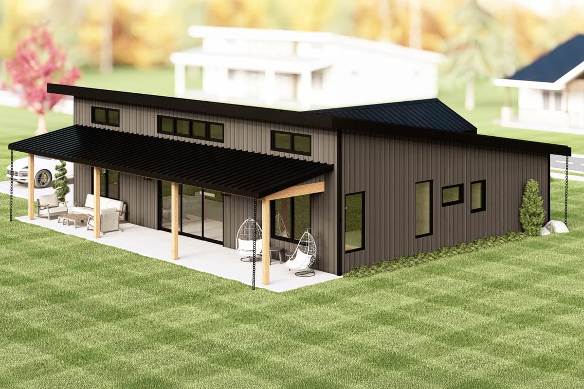 Plan 135403GRA: Contemporary Mountain House Plan with Expansive Covered Porch and Two-Story Great Room - Image #6 - Contemporary, Country, Modern Farmhouse, Mountain