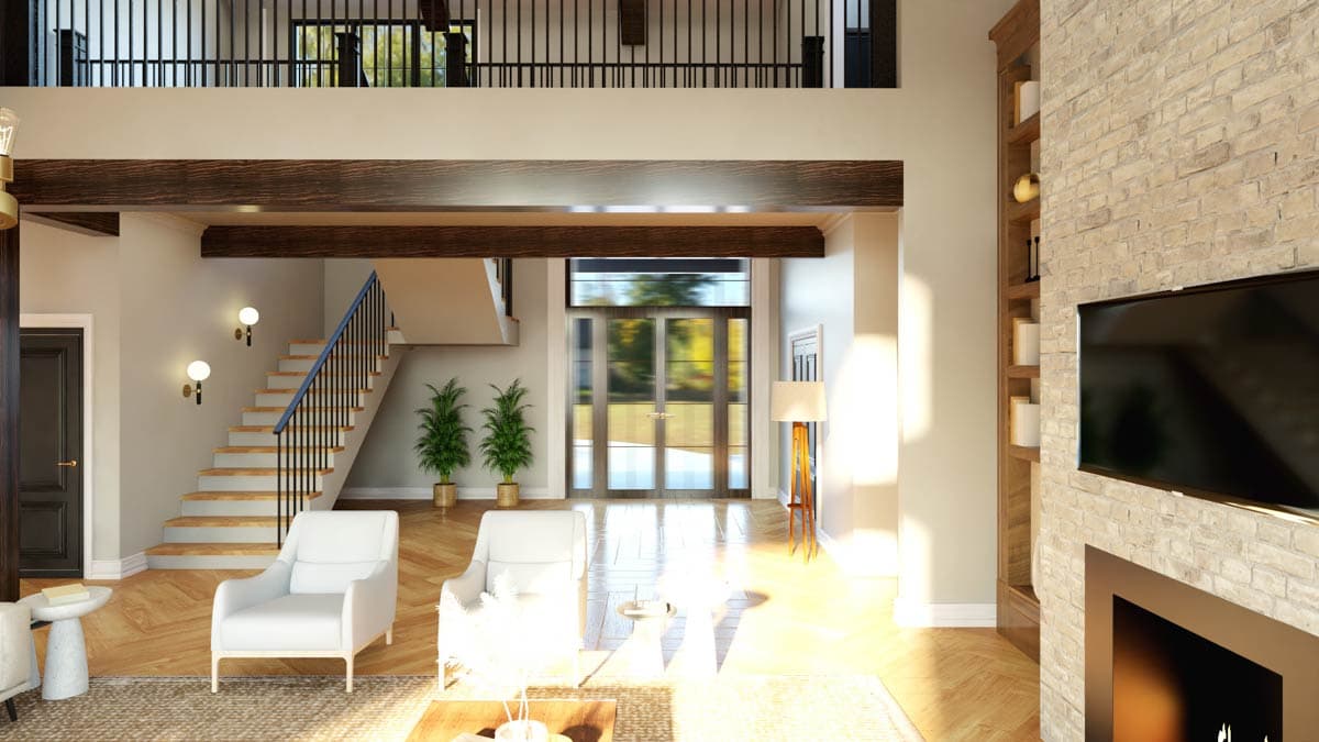 Plan 135404GRA: Luxury Modern Farmhouse House Plan with Two-Story Great Room - Image #7 - Contemporary, Craftsman, Modern, Modern Farmhouse, Mountain
