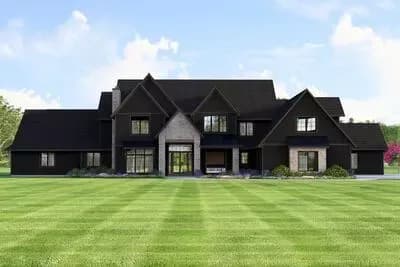 Luxury Modern Farmhouse House Plan with Two-Story Great Room