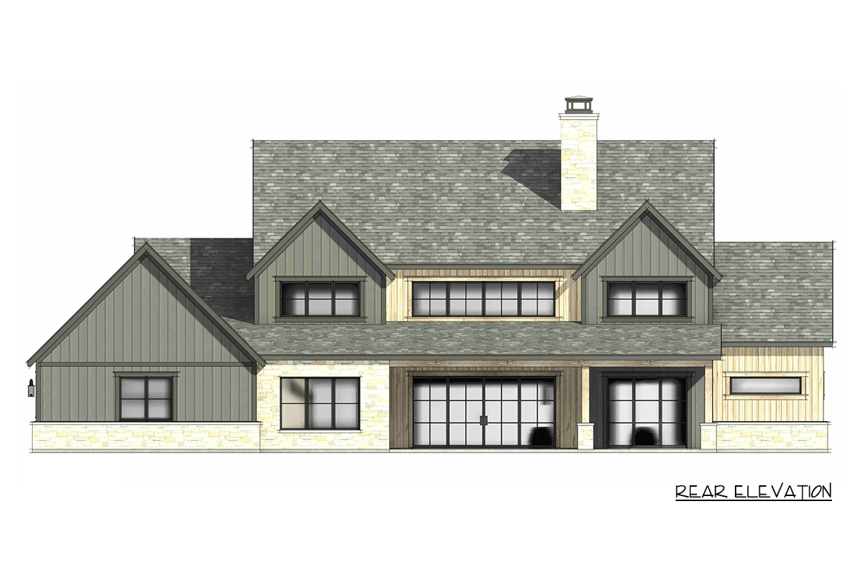 Plan 818195JSS: Luxurious 4-Bed Modern Farmhouse Plan with a Two-Story Great Room - Image #8 - Contemporary, Modern Farmhouse, New American, Transitional, Tudor