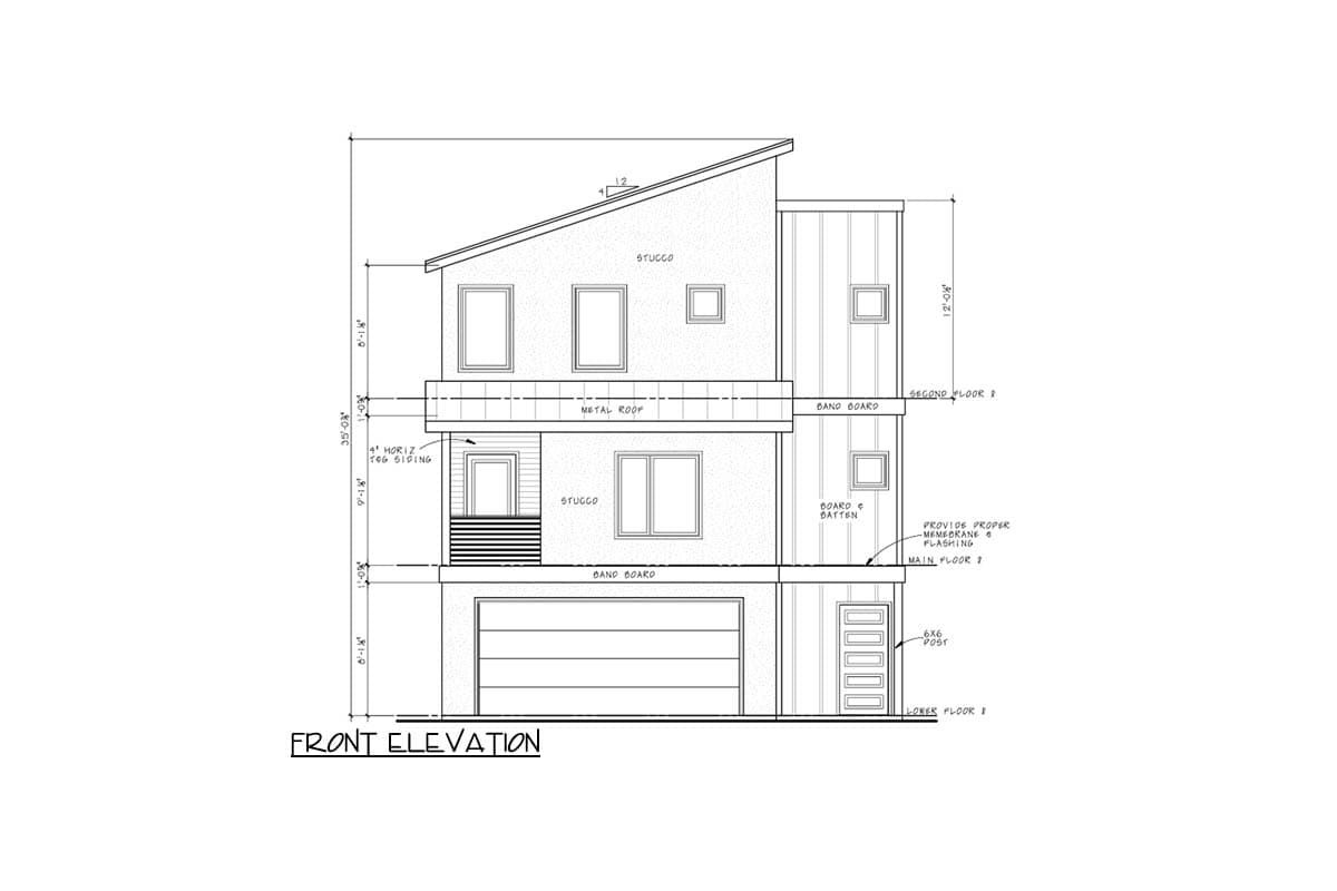 Plan 42477DB: Modern 3-Bedroom House Plan with Balcony and Drive-Under Garage - Image #4 - Contemporary, Modern