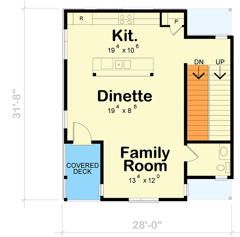 Plan 42477DB: Modern 3-Bedroom House Plan with Balcony and Drive-Under Garage - Floor Plan - Main Level - Contemporary, Modern