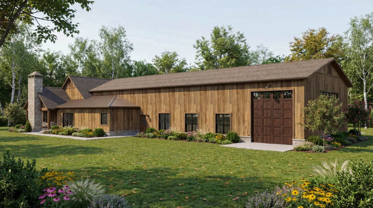 Plan 70945MK: Barndominium Plan with 4 Beds, 5-Car RV Garage, Outdoor Kitchen - Image #5 - Barndominium, Craftsman, Rustic