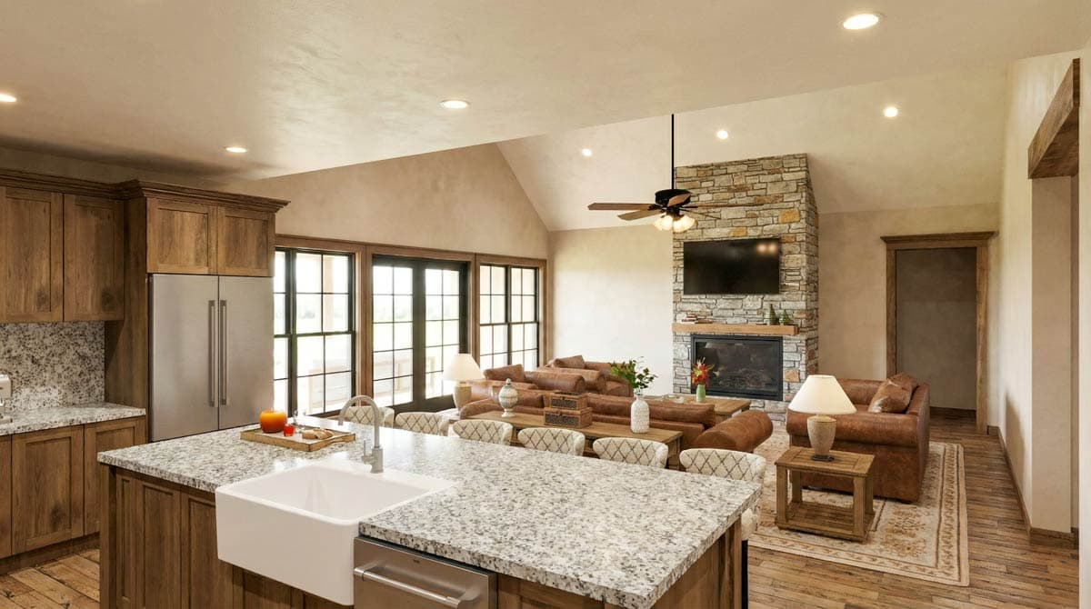 Plan 70945MK: Barndominium Plan with 4 Beds, 5-Car RV Garage, Outdoor Kitchen - Image #9 - Barndominium, Craftsman, Rustic