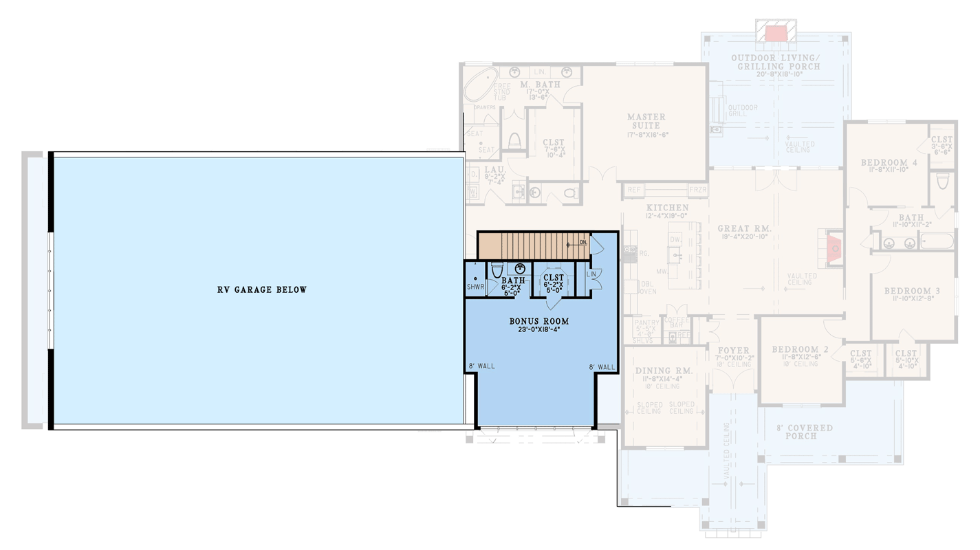 Plan 70945MK: Barndominium Plan with 4 Beds, 5-Car RV Garage, Outdoor Kitchen - Floor Plan - 2nd Floor - Barndominium, Craftsman, Rustic