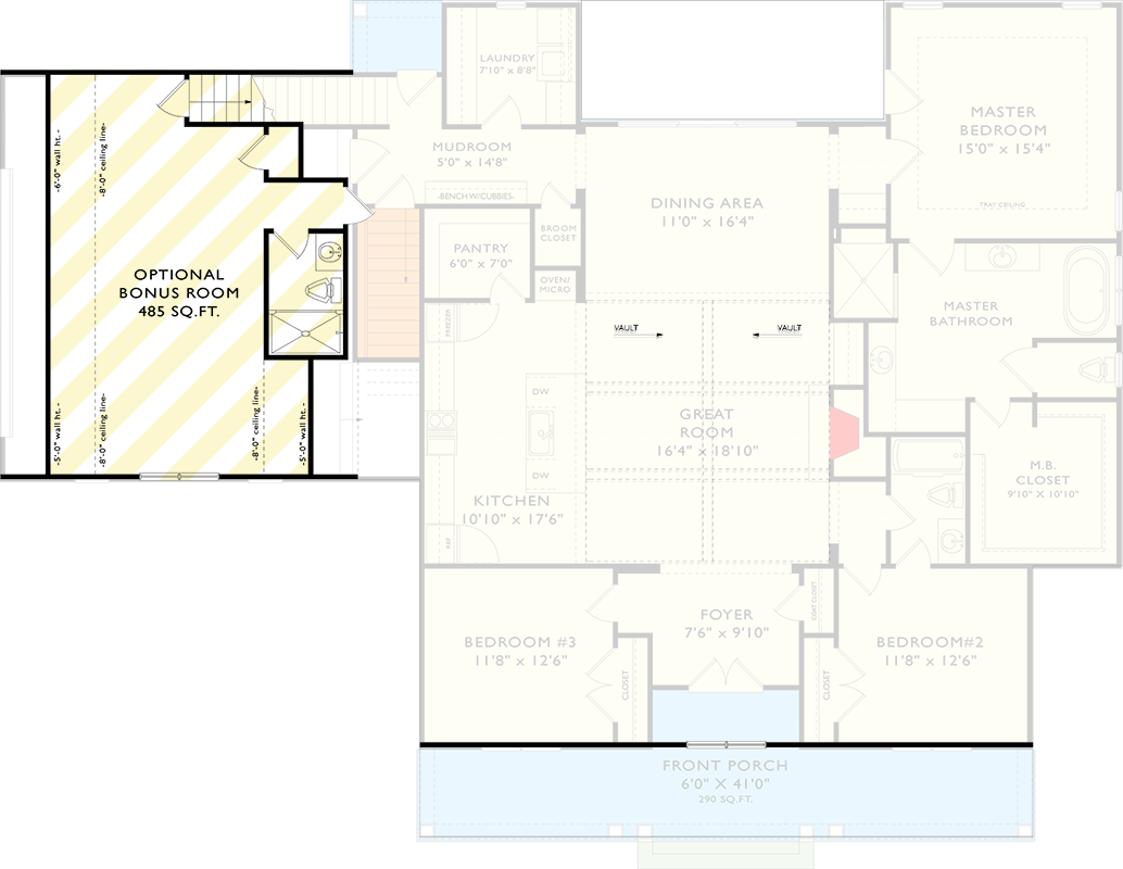 Plan 750000LDG: Modern Farmhouse House Plan: 3 Beds, Main Level Master, Covered Porches - Floor Plan - Optionally Finished Bonus Room - Farmhouse, Modern Farmhouse, New American