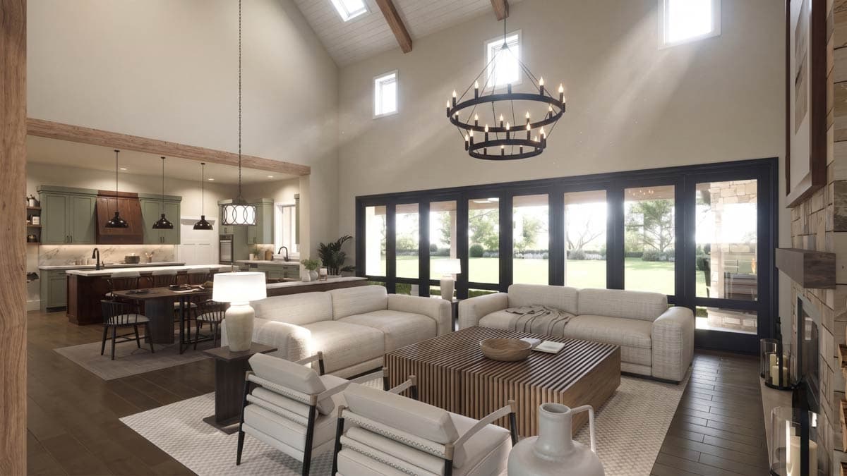 Plan 405073FDC: 3-Bedroom Hill Country Modern Farmhouse House Plan with 4-Car Garage - Image #6 - Hill Country, Modern Farmhouse, Traditional, Transitional