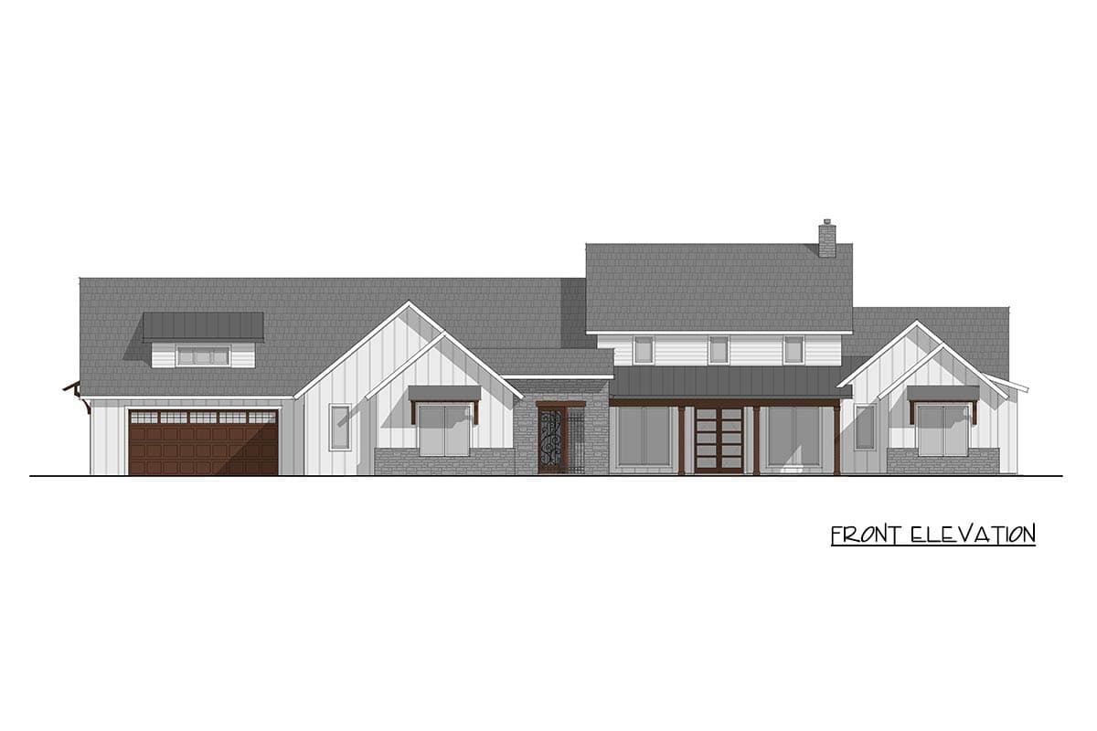 Plan 405073FDC: 3-Bedroom Hill Country Modern Farmhouse House Plan with 4-Car Garage - Image #5 - Hill Country, Modern Farmhouse, Traditional, Transitional