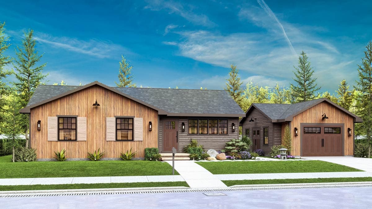 Plan 25938GE: Rustic Mountain Cabin House Plan with 2 Beds and Home Office - Image #9 - Cabin, Cottage, Mountain, Rustic, Traditional