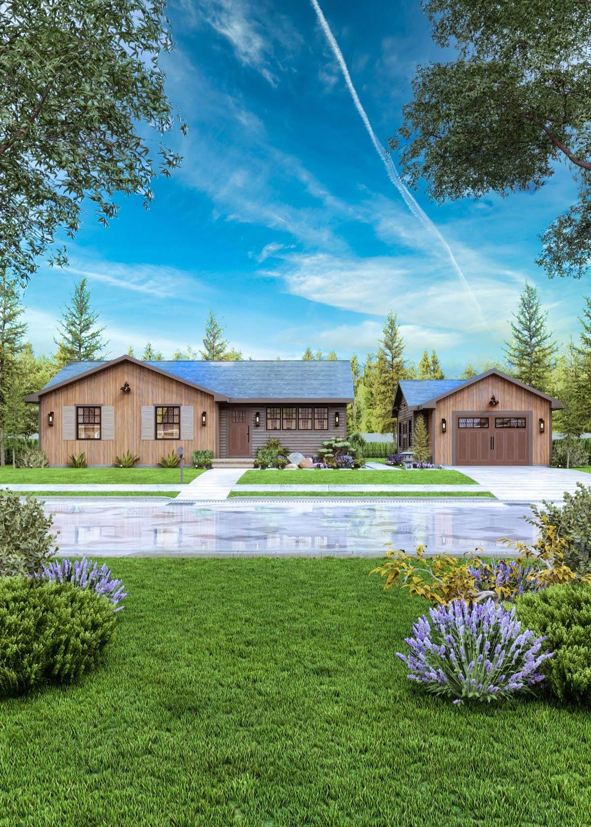 Plan 25938GE: Rustic Mountain Cabin House Plan with 2 Beds and Home Office - Image #11 - Cabin, Cottage, Mountain, Rustic, Traditional