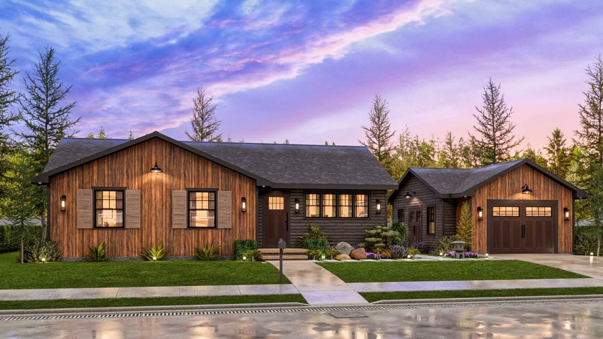 Plan 25938GE: Rustic Mountain Cabin House Plan with 2 Beds and Home Office - Image #12 - Cabin, Cottage, Mountain, Rustic, Traditional