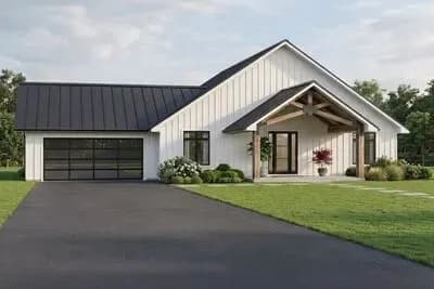 Stunning Contemporary Farmhouse House Plan with Walkout Basement and Deck