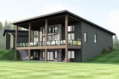Expansive Modern Mountain House Plan with Walkout Basement and RV Garage
