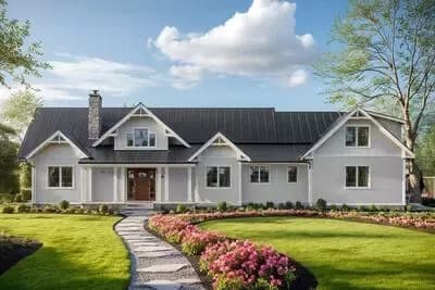 Charming Farmhouse House Plan: 4 Beds, Main-Level Master, 3-Car Garage