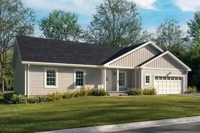 Three Bed, 2 Bath Ranch House Plan with Split Bedrooms and Workshop