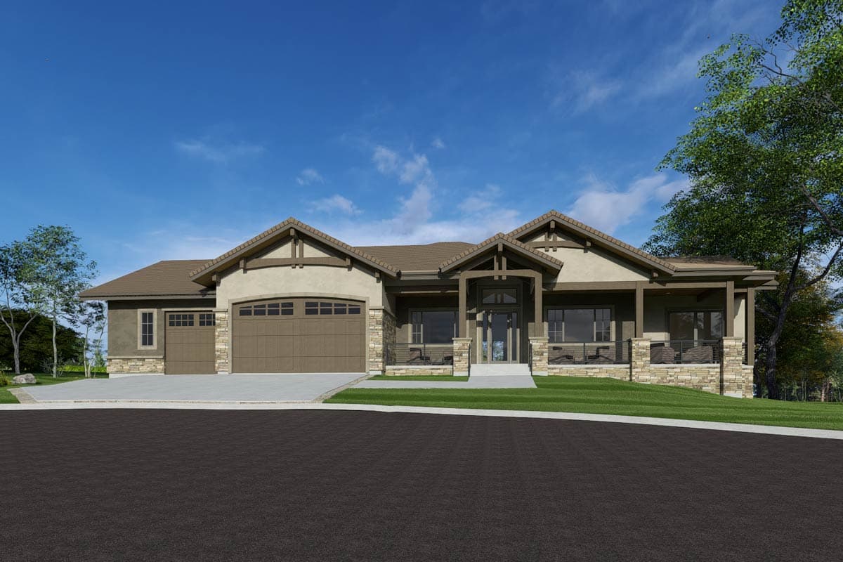 Plan 64564SC: Craftsman Mountain Ranch House Plan with Expansive Porches and 3-Car Garage - Image #9 - Craftsman, Mountain, Ranch