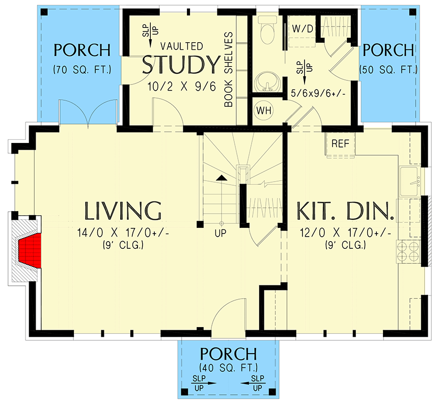 Plan 69909AM: Timeless Stone Cottage House Plan: 2 Beds 1377 Sq Ft - Floor Plan - Main Level - Cottage, Country, European, Farmhouse, Traditional