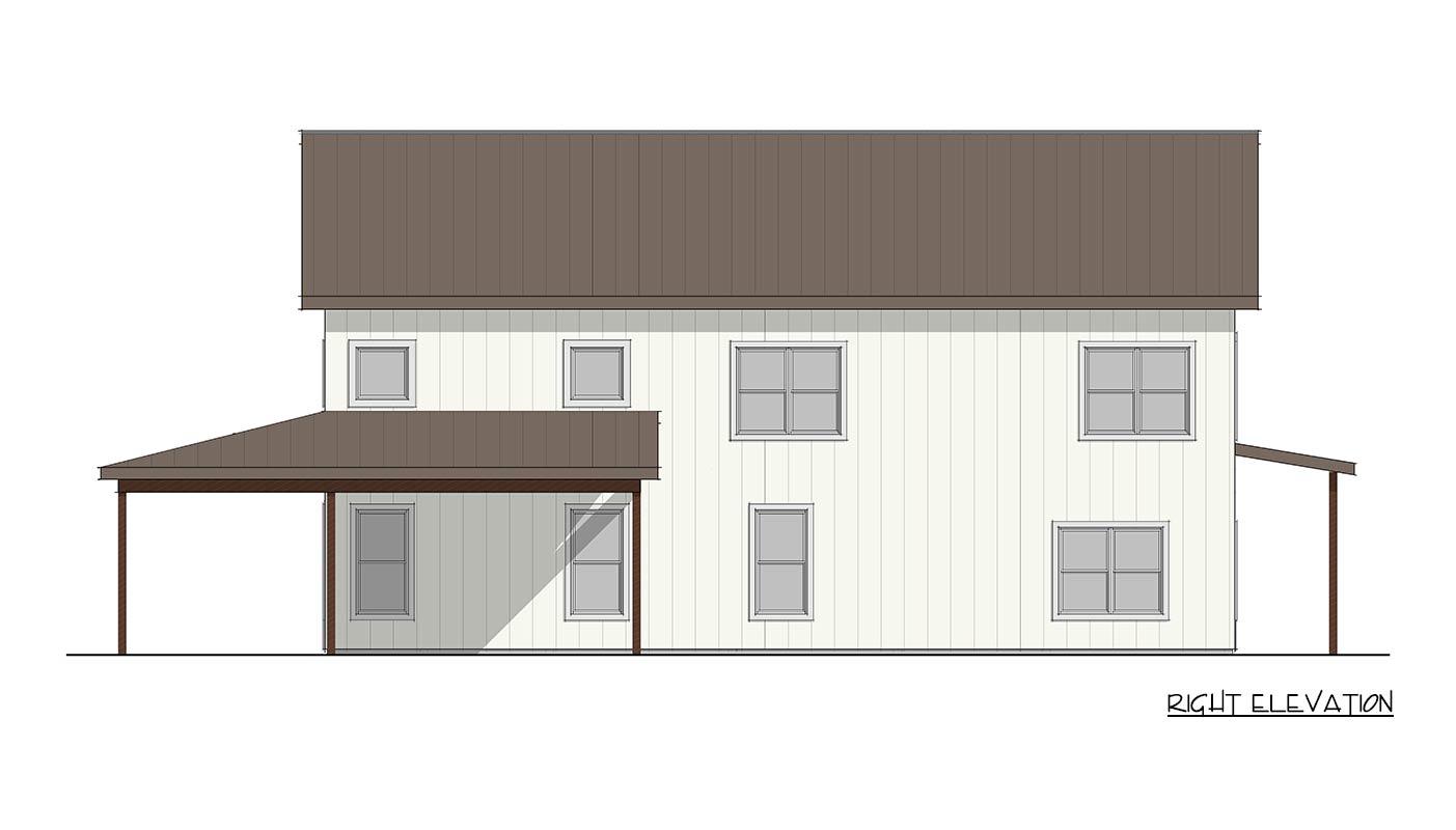 Plan 405079FDC: 4-Bedroom Barndominium House Plan with Vaulted Great Room and Wrap-Around Porch - Image #7 - Barndominium, Farmhouse