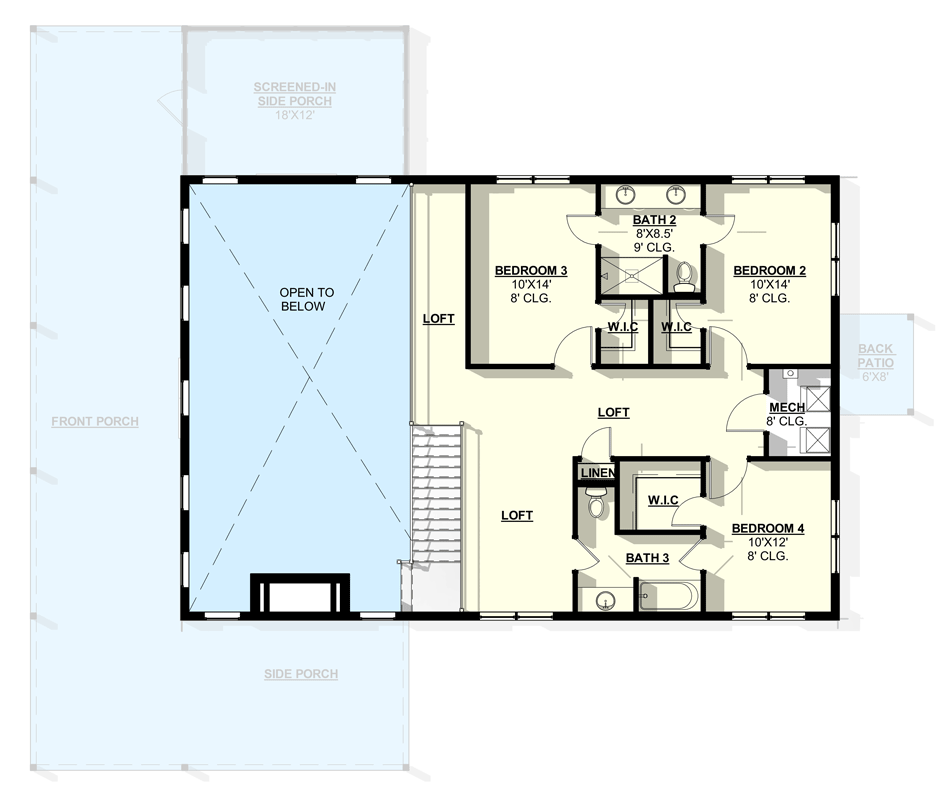 Plan 405079FDC: 4-Bedroom Barndominium House Plan with Vaulted Great Room and Wrap-Around Porch - Floor Plan - 2nd Floor - Barndominium, Farmhouse