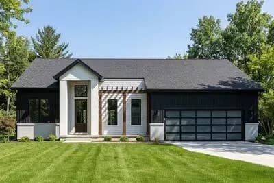 Contemporary Modern Farmhouse House Plan: 3 Beds, Main Level Master, Game Room