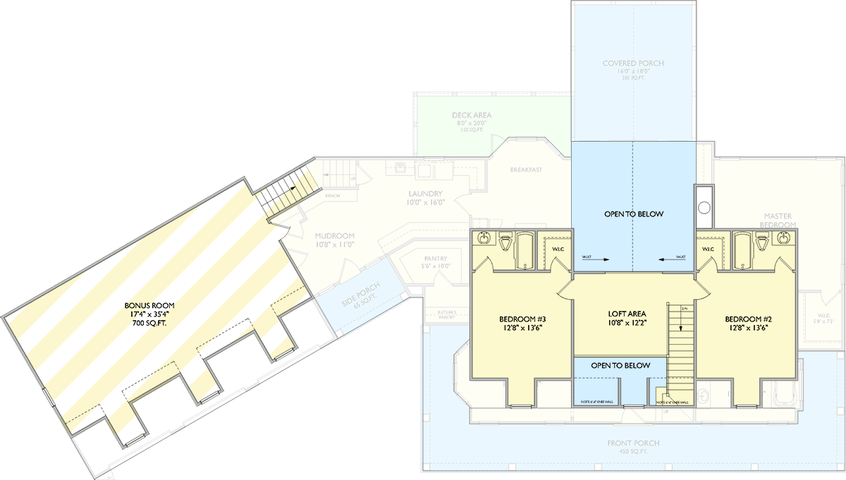 Plan 750005LDG: Elegant Farmhouse House Plan with 3 Beds, Wrap-Around Porch, and Two-Story Great Room - Floor Plan - 2nd Floor - Country, Farmhouse