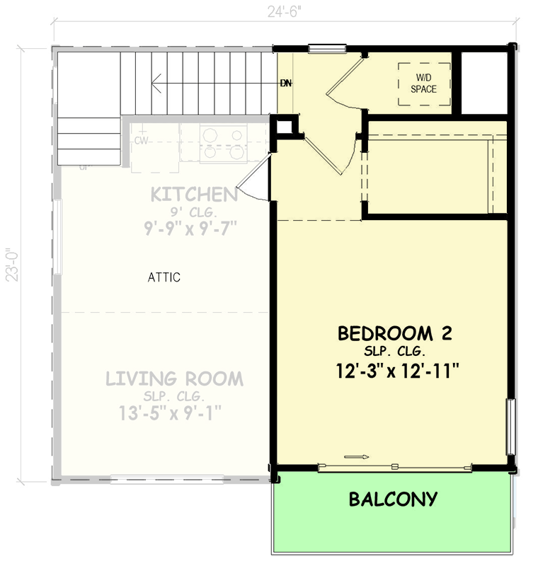 Plan 100366GHR: Northwest Contemporary 2-Bedroom House Plan with Loft and Scenic Balcony - Floor Plan - 2nd Floor - Contemporary, Northwest