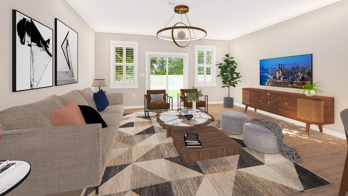 Plan 61685UT: Traditional 3-Bedroom House Plan: Open Living, Main-Level Master - Image #5 - Traditional