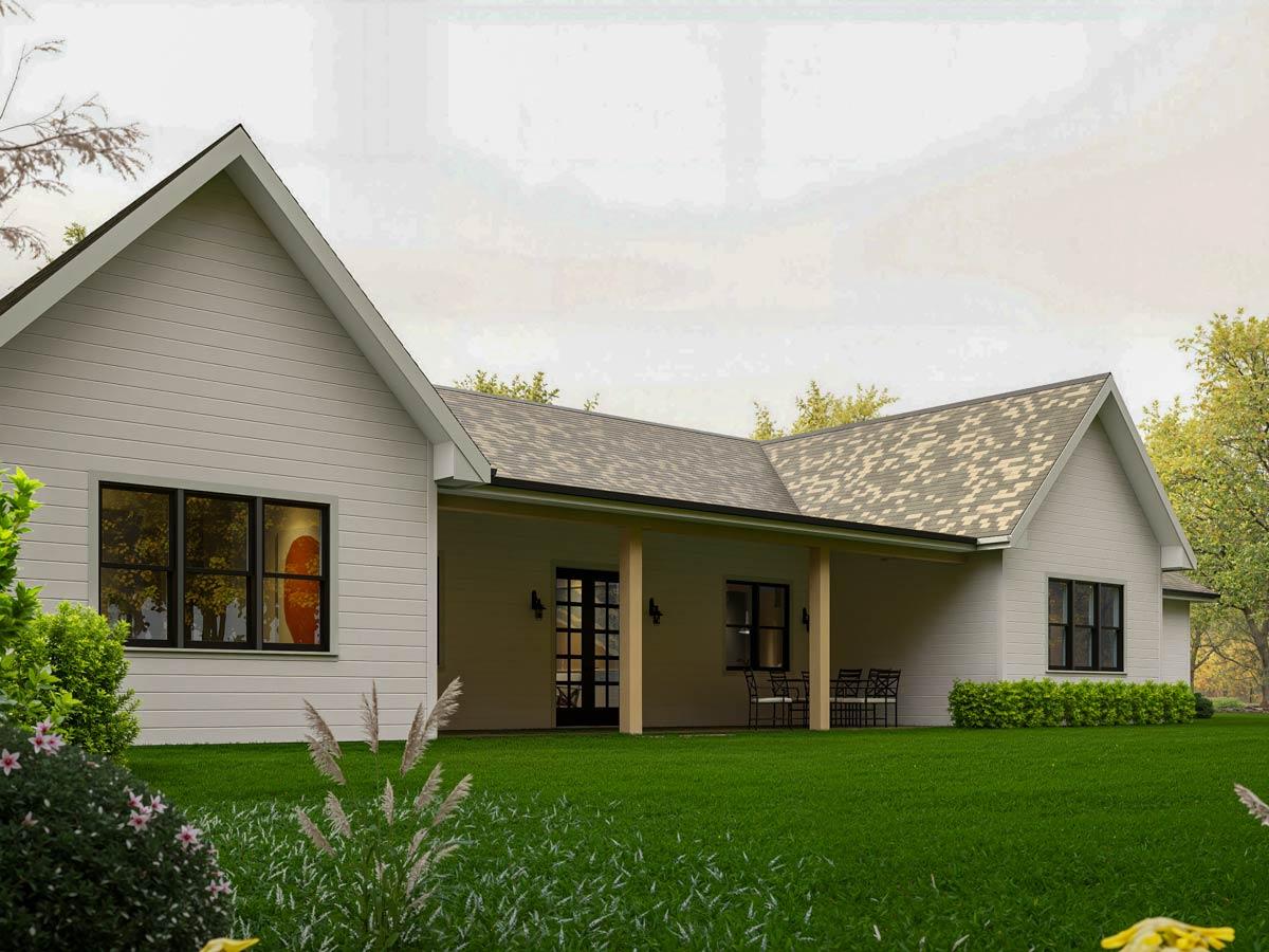 Plan 850017PKE: Contemporary Ranch House Plan with Split Bedrooms and Two-Story Great Room - Image #5 - Contemporary, Ranch