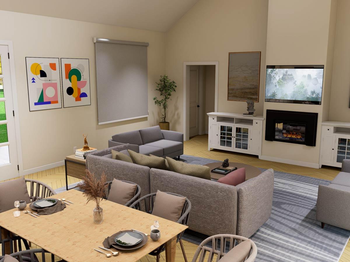 Plan 850017PKE: Contemporary Ranch House Plan with Split Bedrooms and Two-Story Great Room - Image #12 - Contemporary, Ranch