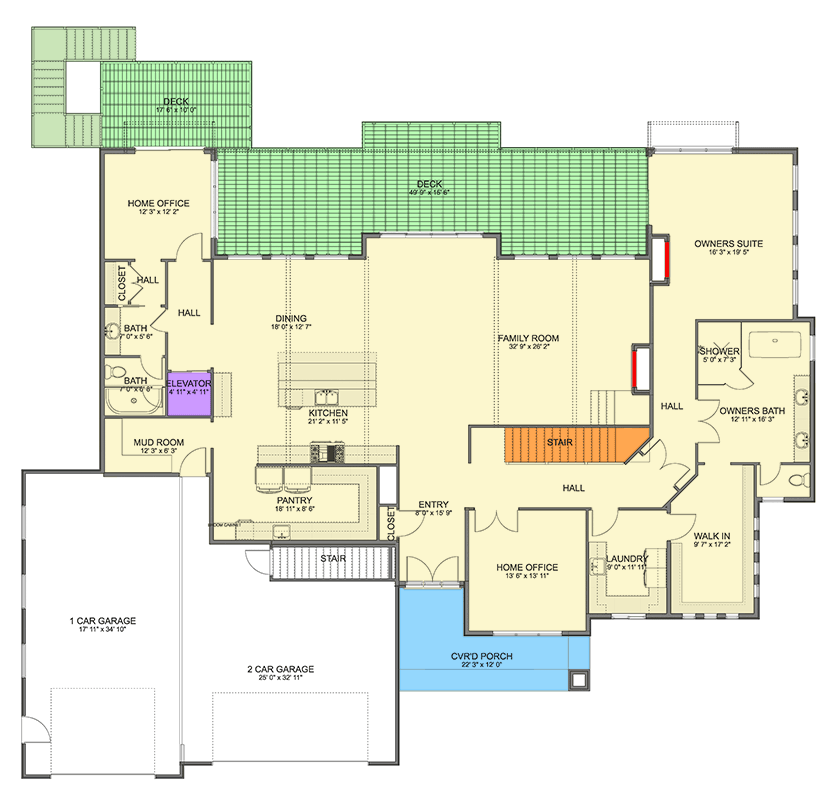 Plan 61688UT: Contemporary Farmhouse House Plan with Split Bedrooms and 3-Car Garage - Floor Plan - Main Level - Contemporary, Modern Farmhouse