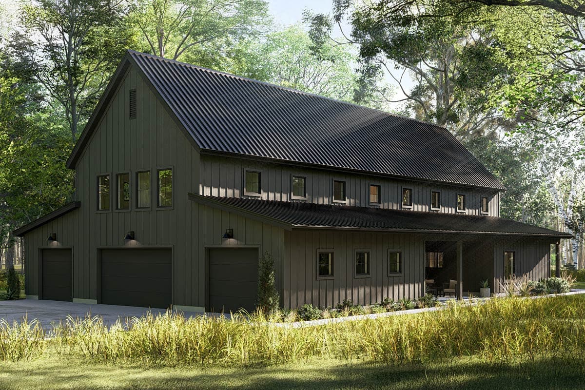 Plan 623591DJ: Contemporary Barndominium House Plan with Two-Story Great Room and 4-Car Garage - Image #7 - Barndominium, Contemporary, Scandinavian