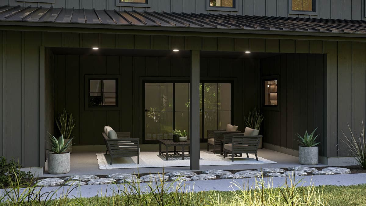 Plan 623591DJ: Contemporary Barndominium House Plan with Two-Story Great Room and 4-Car Garage - Image #9 - Barndominium, Contemporary, Scandinavian