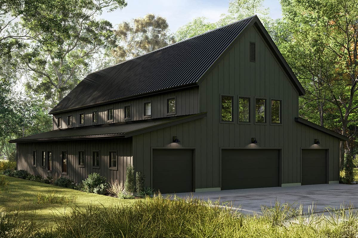 Plan 623591DJ: Contemporary Barndominium House Plan with Two-Story Great Room and 4-Car Garage - Image #10 - Barndominium, Contemporary, Scandinavian