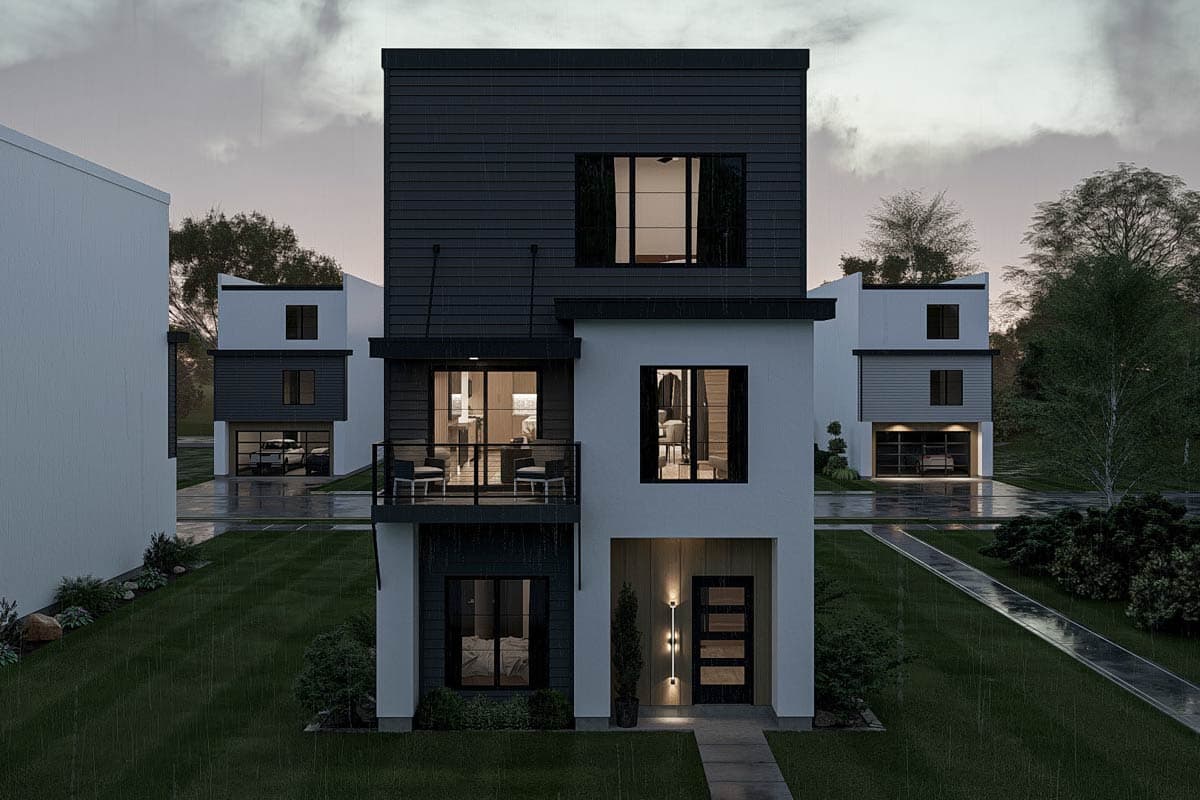 Plan 623592DJ: Sleek Three-Story Contemporary House Plan with Balcony and Loft - Image #8 - Contemporary