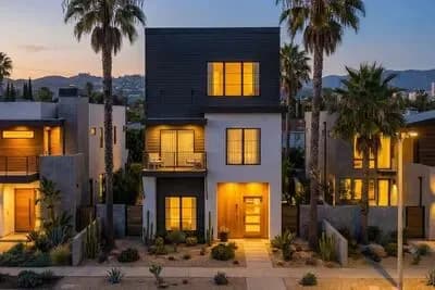 Sleek Three-Story Contemporary House Plan with Balcony and Loft