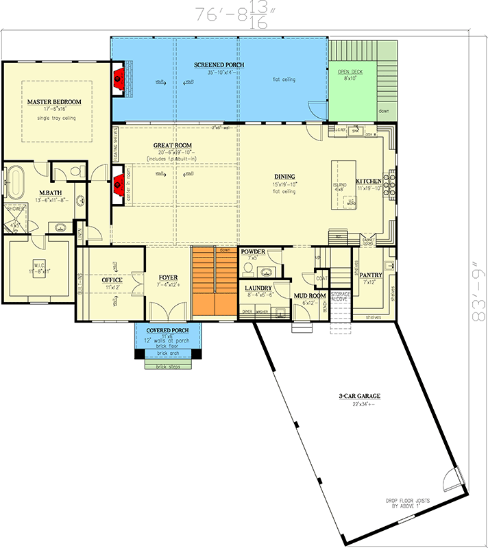 Plan 24426TW: Grand European Farmhouse House Plan with 3-Car Garage and Bonus Room - Floor Plan - Main Level - European, Farmhouse