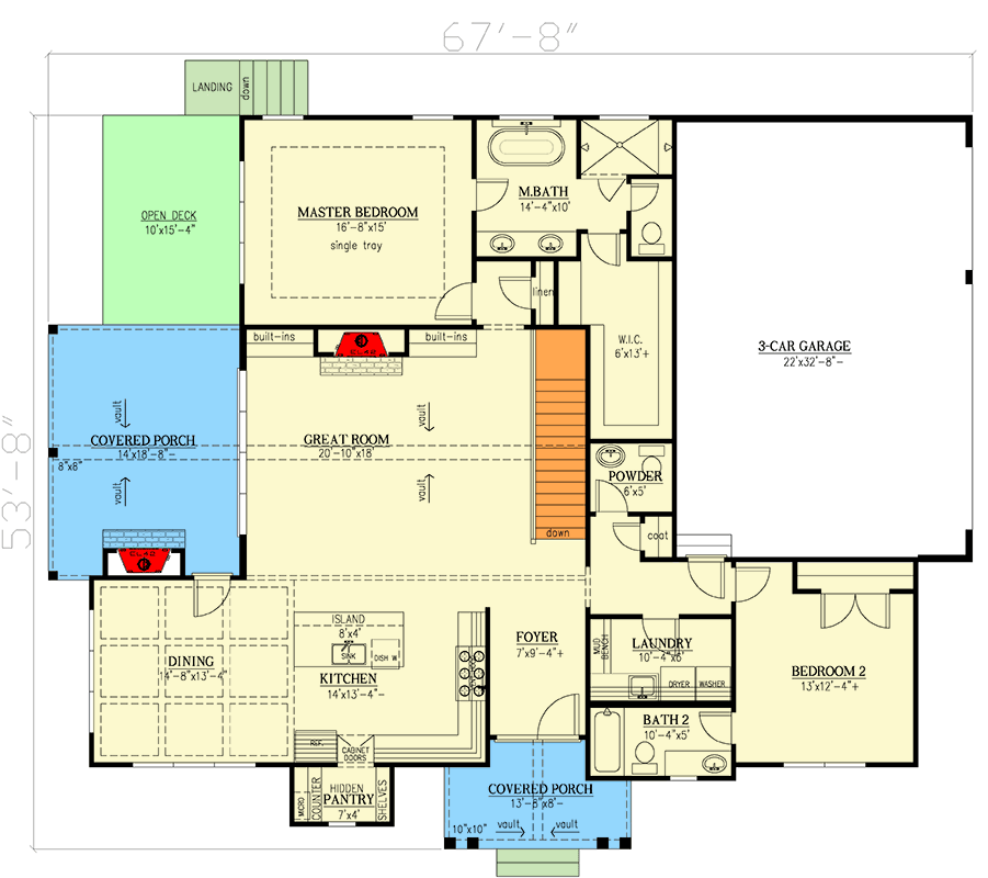 Plan 24431TW: Modern Farmhouse Craftsman House Plan: 4 Beds, Walkout Lower Level, 3-Car Garage - Floor Plan - Main Level - Craftsman, Modern Farmhouse