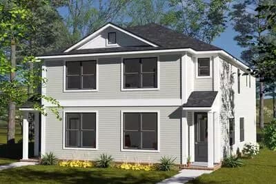 Traditional Duplex House Plan with 8 Beds and Flexible Living