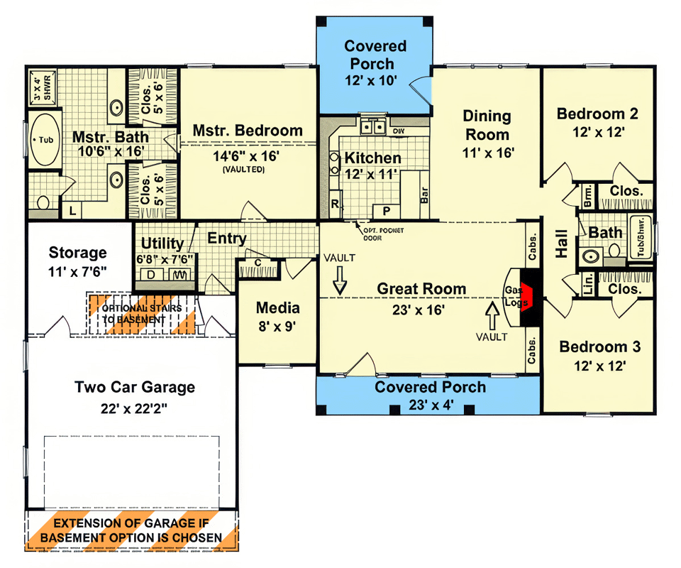 Plan 51350MM: Farmhouse Ranch Plan with Split Bedroom Layout - Floor Plan - Main Level - Farmhouse, Modern Farmhouse, Ranch