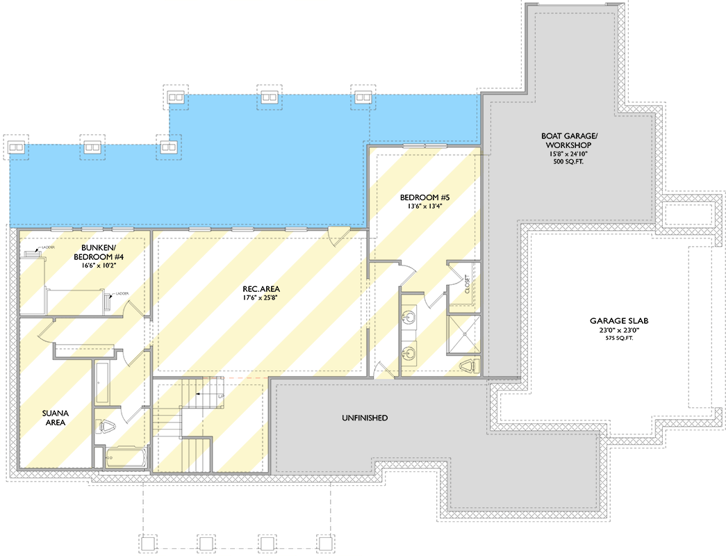 Plan 750007LDG: Craftsman House Plan: Two-Story Great Room, Split Bedrooms, and Porches - Floor Plan - Optionally Finished Lower Level - Craftsman, Farmhouse, Mountain