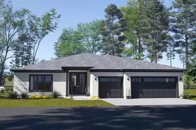 Mid-Century Modern 4-5 Bed House Plan with 3-Car Garage