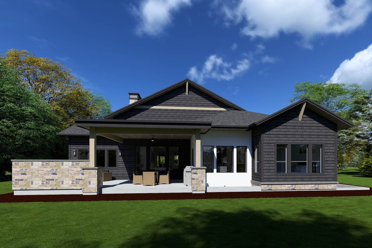 Plan 64566SC: Modern Farmhouse House Plan: Split Bedrooms, 3-Car Garage, Outdoor Kitchen - Image #5 - Contemporary, Modern Farmhouse, New American, Northwest
